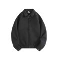 thumbnail image 2 of BRGZLK Men Jacket Fashion Solid Color Simple Turn Down Collar Zipper Loose Casual Jacke with Pockets Black XXL, 2 of 5