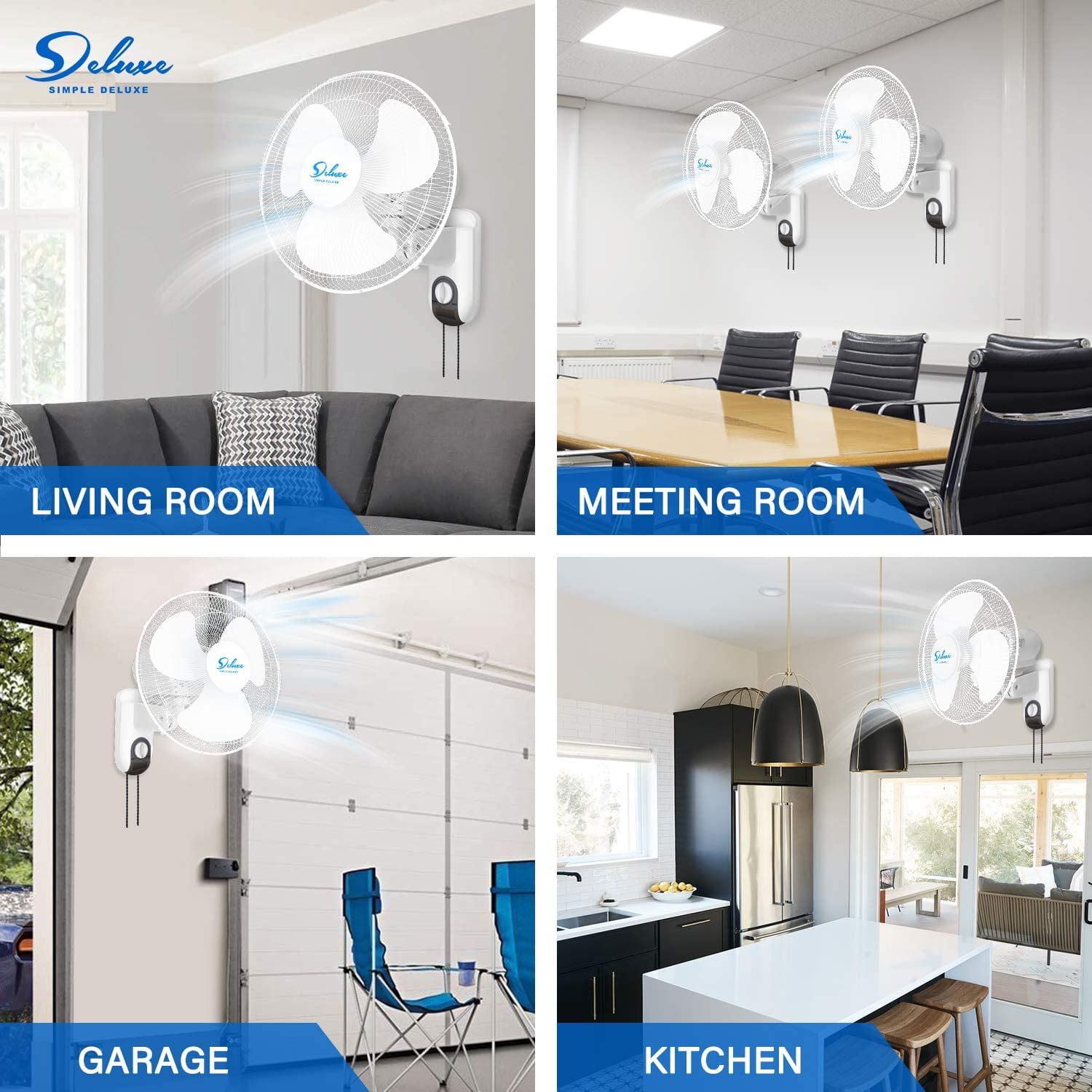 Simple Deluxe 16 inch 3 Speed Wall Mount Fan with Remote Control