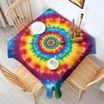 thumbnail image 2 of Rainbow Tie Dye Concentric Circles Square Tablecloth,Waterproof Square Table Cover,Wipeable Spillproof Washable Table Cover for Home Kitchen Party Decor 42"X42"(107x107cm), 2 of 6