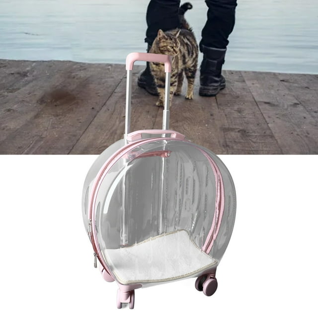 Chariot pour Chat, Pratique Transporteur à Roulettes Silencieux Transparent pour Visites Médicales
