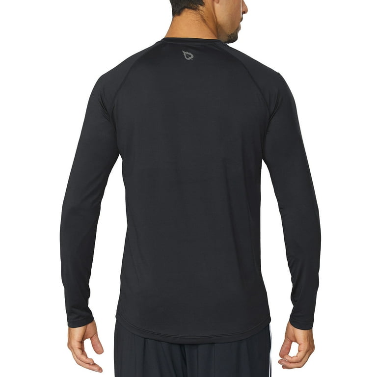 BALEAF Men's Long Sleeve Running Shirts Athletic Workout UPF 50+ Quick Dry  Lightweight Black Size L