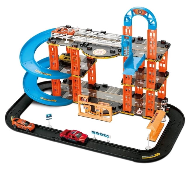 Set de Juego Adventure Force Pistas con Estacionamiento de Carreras (4 Autos)