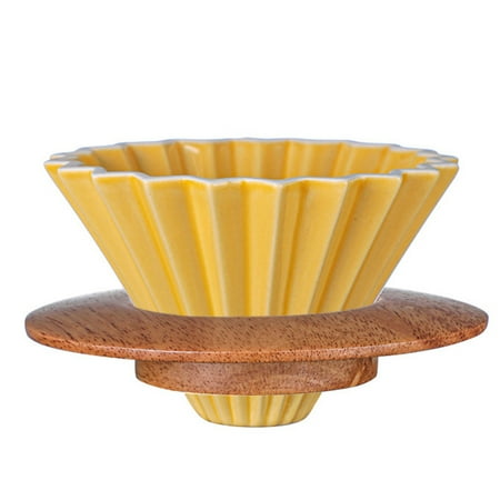 

Espresso Coffee Filter Ceramic Pour Over Coffee Maker with Stand V60 Funnel Dripper Coffee Accessories Yellow