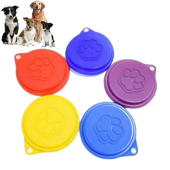 Walbest 3Pcs Dog Cat Food Can Tin Case Cover Cute Printed Paw Reusable for Pet Puppy Kitten (Random Color)