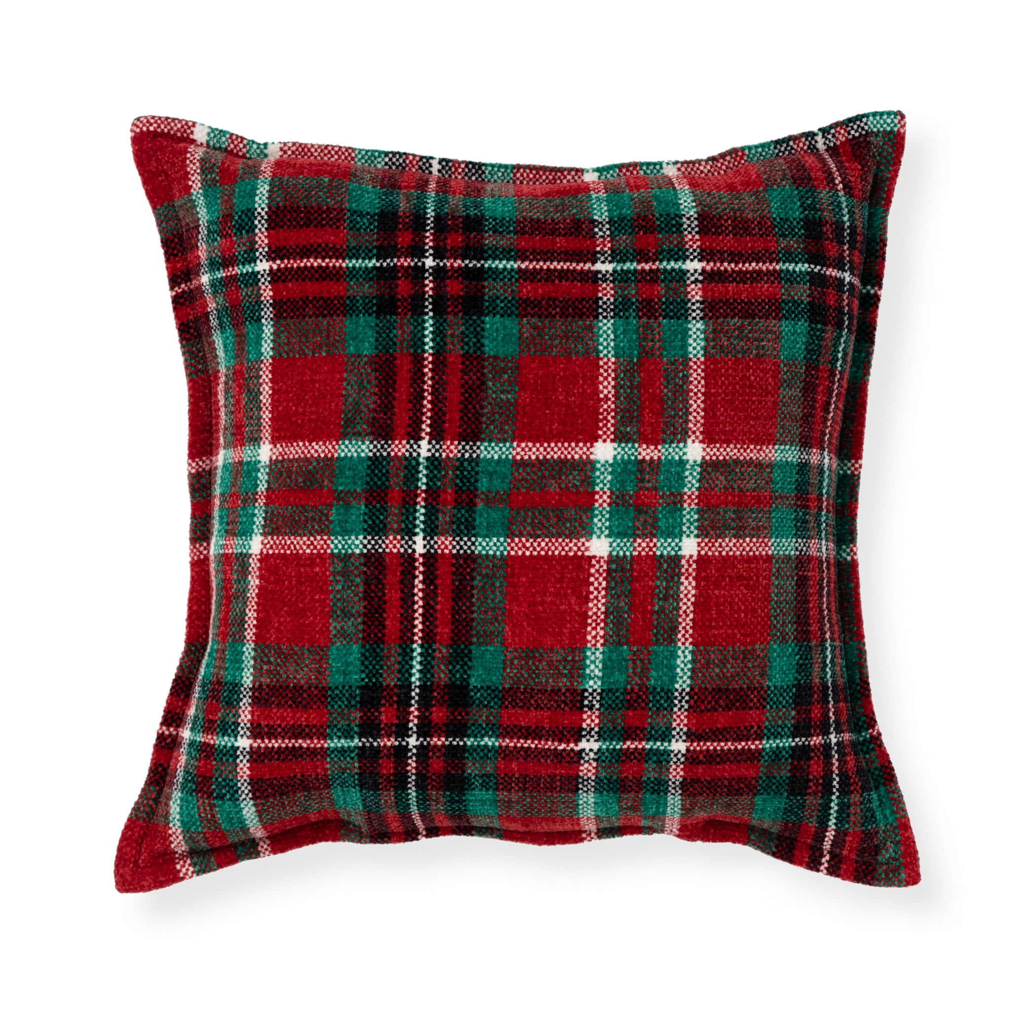 Mainstays Decorative Throw Pillow, Holiday Plaid, 17"x17" Square, Single Pillow