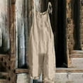 thumbnail image 2 of Breezora Women's Comfortable Wide Leg Jumpsuit with Adjustable Straps and Side Pockets for Summer Wear L Size Beige, 2 of 3