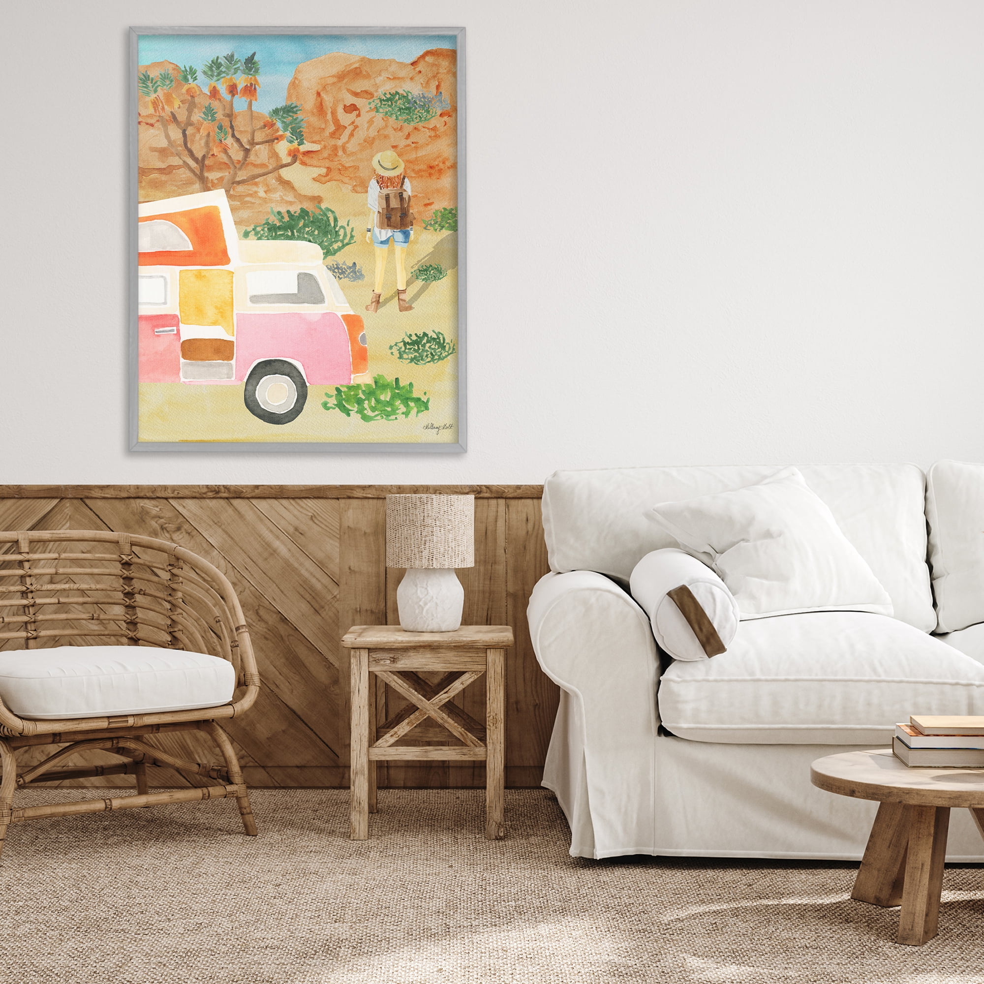 Stupell Industries Mojave Desert Road Trip Gray Framed Giclee Art, design by Hillary Holt