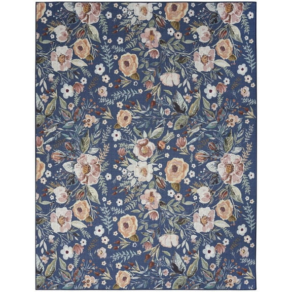 Nourison Nourison Washables Floral Navy Multicolor 5'2" x 7' Area Rug (5x7)