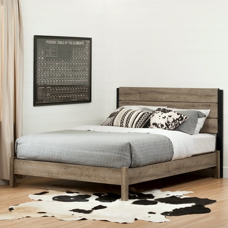 South Shore Munich Platform Bed Set Weathered Oak And