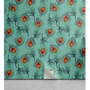 Ambesonne Spring Peel & Stick Wallpaper for Home, Minimalist Butterfly Leaf, 13"x36", Pale Vermilion Dark Teal