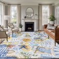 thumbnail image 2 of Coastal Summer Area Rug 5x7 Washable Rug Non Slip Blue Farmhouse Lemon Hats Car Floral Large Area Rug Soft Stainresistant Indoor Floor Carpet for Living Room Bedroom Home Office Dining Room Nursery, 2 of 9