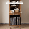 thumbnail image 5 of Lisicues Record Player Stand Bookshelf, 6-Tier Arched Storage Cabinet Display Cabinet with Vinyl Storage, Holds Up 150+ Albums Walnut, 5 of 9