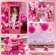 thumbnail image 2 of Hot Pink Birthday Decorations with Balloons Happy Birthday Banner Bday Sash Crown Tablecloth Fringe Curtain Hanging Swirl Heart Star Foil Balloons for Girls Bday Decor, 2 of 7