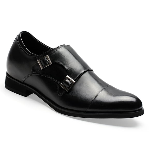 CMR CHAMARIPA Height Increasing Shoes Men's Cap-Toe Monk Strap Loafer Elevator Dress Shoes 7 CM/ 2.76 Inches