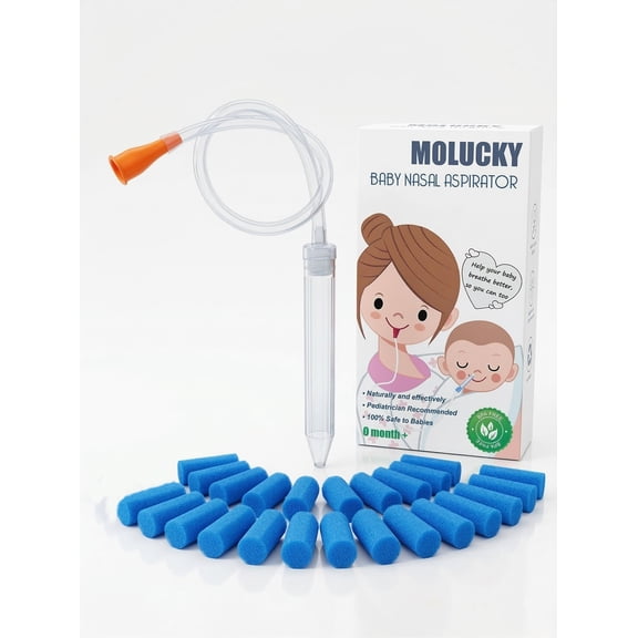 Molucky Baby Nasal Aspirator,Manual Nose Sucker with 24 Filters