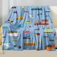 thumbnail image 5 of Kainsy Transportation Blanket, Construction Car Blanket for Boys, Soft Fleece Kids' Small Truck Blanket for Bed Couch Sofa, Cartoon Vehicles Christmas Birthday Gifts for Boys(40"x50"), 5 of 8