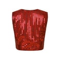 thumbnail image 4 of Yruioon Kids Costume Vest Fashion Shiny Glitter Performance Waistcoat for Hip-hop Jazz Dance Stage Red 14-15, 4 of 7