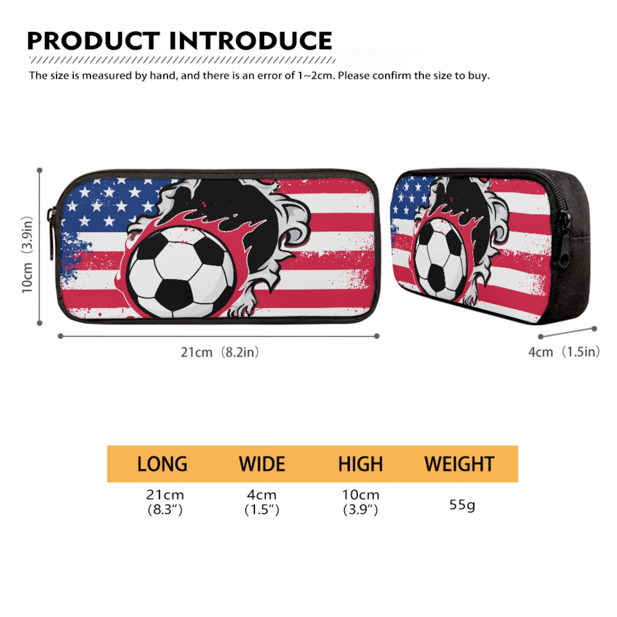 Xixirimido American Flag Soccer Ball Pattern 4Pcs Backpack Set for Students 17 Inch School Bag, Thermal Lunch Tote, Water Bottle Carrier, Pen Case, Lightweight & Large Capacity