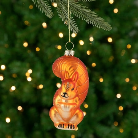 Northlight Squirrel Hanging Glass Christmas Ornament - 4"