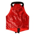 thumbnail image 6 of Zaldita Women's Sequins Blazer Vest Sleeveless Sparkle Jacket Waistcoat Halter Neck Vest for Cocktail Party Red XXL, 6 of 7
