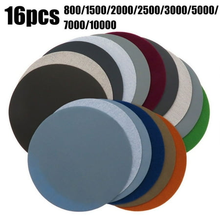 

16pcs 5inch 125MM Round Wet Water Sanding Discs Hook & Loop Flocking Sandpaper