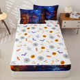 thumbnail image 4 of Feelyou Happy Halloween Town Zipper Queen Comforter Set with Fitted Sheet and 2 Pillowcases, Spooky Witch Pumpkin Zipper Bedding Set, Blue Orange, Halloween Reversible, 4 Pieces, 4 of 7