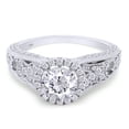 thumbnail image 3 of 1 1/2 Ct Round Cut Lab Created Moissanite Diamond Halo Cluster Engagement Ring In 14K White Gold Plated Sterling Silver(G-H Color,VVS1 Clarity,1.50 Cttw)-7.5, 3 of 8