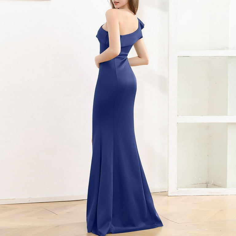 Swuxness Women Sleeveless Formal Maxi Dresses, Women Maxi Evening Gown,  Women's Round Neck Fitted Waist Slim Fishtail Skirt Formal Evening Gown  Dress Navy, M - Walmart.com