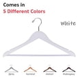 thumbnail image 6 of Quality Wooden Suit Hangers with Non Slip Pants Bar, Smooth Finish Solid Wood Coat Hanger with Swivel Hook, Jacket, Pant, Dress Clothes Hangers (White, 80), 6 of 6