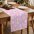 thumbnail image 2 of Table Runner 13x36in Inches Long, Abstract Geometric Tree StarLinen Washable Dresser Scarf Winter Snowflake on PinkKitchen Dinning Tablerunners for Holiday/Party/Wedding/Home Tables Decor, 2 of 9