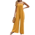 thumbnail image 2 of Pantalones de Pierna Ancha Casual Pecho Plisado Correa de Espalda Suelto para Primavera Verano, 2 of 9
