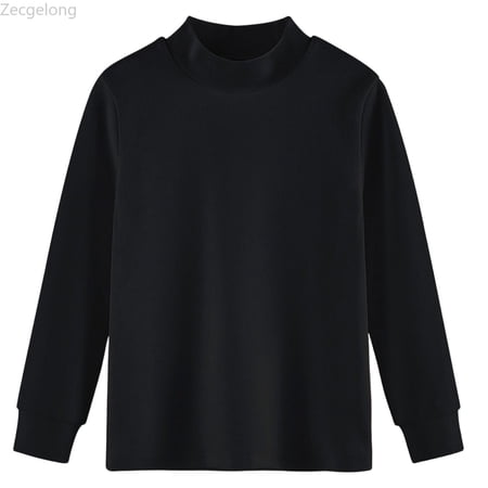Zecgelong Boys Thermal Long Sleeve Shirt Mid Neck Top Soft Comfortable Kids Base Layer Warm Undershirt For Toddlers And Children All Season Casual Wear Size 7-8 Years