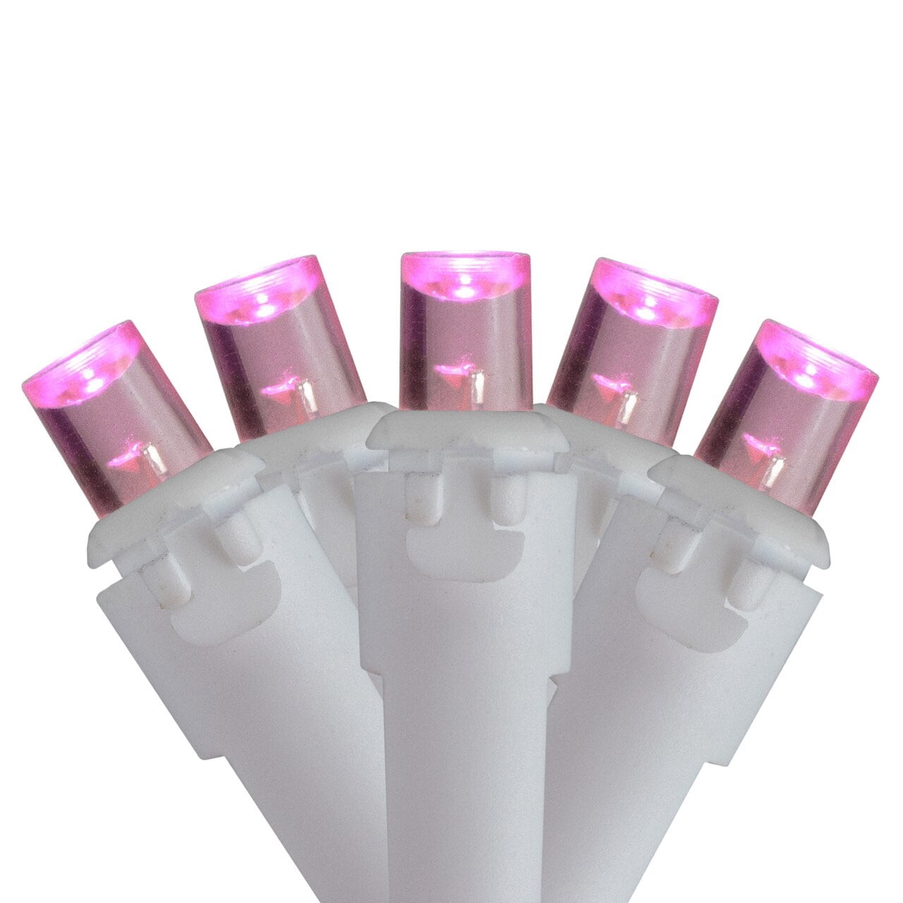 100 Count Pink LED Wide Angle Icicle Christmas Lights 5.5 ft White Wire