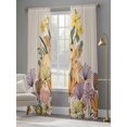 thumbnail image 4 of Easter Bunny Sheer Curtains 108 Inch Length 2 Panels Set Window Treatments, Spring Floral Vintage Botanical Rabbits Beige Rod Pocket Semi Curtains for Living Room/Bedroom/Kitchen, 104"W x 108"L, 4 of 7