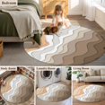 thumbnail image 5 of Round Rugs 4Ft, Brown Coastal Beach Round Area Rug Washable Indoor Throw Carpet, Retro Farmhouse Ocean Waves Striped Soft Non Slip Circle Rug for Kitchen Nursery Room Home Decor Aesthetic, 5 of 8