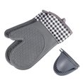 thumbnail image 1 of Graflsoa Extended Heat-Resistant Gray Silicone Oven Gloves with Cotton Lining and Hand Clips, Safe for Baking and Cooking Up to 230℃, Non-Slip Design, Hanging Holes Included, Modern Kitchen Essential, 1 of 7