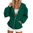 thumbnail image 2 of YanHoo Women's Fall Zip Up Hoodies Sweatshirts | Comfy Fleece Lined, Long Sleeve Pockets, Drawstring Hooded, Loose Fit, Fashion Y2K, Track Jackets, Spring Winter Clothing, 2 of 7