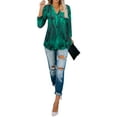thumbnail image 4 of Timeson 3/4 Sleeve Henley V Neck strectchable Tunic Blouse, Peacock Blue, 4 of 7