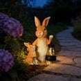 thumbnail image 2 of Solar Rabbit Garden Statue with LED Lantern Outdoor Resin Animal Sculpture, Solar-Powered Waterproof Lawn Decor for Patio, Yard, Porch, 2 of 6
