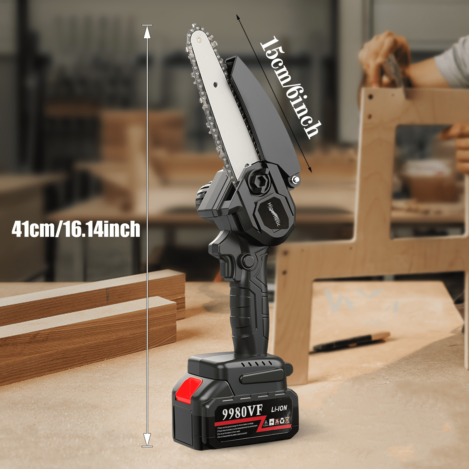 Higornetic  Mini Chainsaw with Battery & Chain, Electric Chainsaw for Cutting, Ideal for Gardening