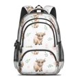 thumbnail image 2 of Highland Cow and Dot Print Backpack for School, Cute School Bag with Adjustable Shoulder Straps and Padded Back, 16.9"x12.6"x5.9", 2 of 5
