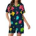 thumbnail image 1 of PRIYAL Pièces de Casse-Tête Pyjamas pour Femmes Ensemble de Shorts Deux Pièces Manches Courtes, 1 of 6
