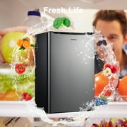 Galanz 3.3 Cu Ft Compact Refrigerator, Stainless Steel Look One Door Mini Fridge, Energy Star for Apartment, Dorm, Office, Bedroom