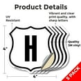 thumbnail image 2 of Letter H (5 Pack) 4 inch X 4 inch Shield Shaped Heavy Duty 3.2 mil Vinyl Decals Weather Resistant Made in the USA, 2 of 5