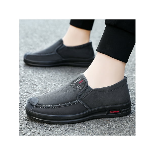 UKAP Men Flats Canvas Loafers Comfort Walking Shoes Outdoor Boat Shoe Breathable Moccasin Gray 8