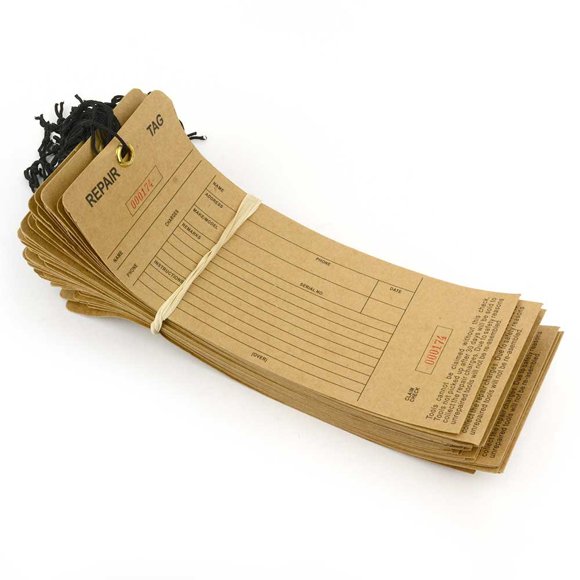 Superior Parts RP1082 9.5" x 3.5" Brown Cardboard Repair Tag (50/Box)