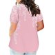 thumbnail image 2 of Camisetas Casuales de las Mujeres Largo Casual Impreso Cuello Redondo Suelto Top, Camiseta de Verano de Manga Corta, 2 of 5