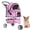 Pink, variant on BORGEBY 3-Wheel Pet Stroller,Small and Medium Dog Cat Foldable Stroller with Storage Basket Cup Holder for Daily Walks & Outdoor Use(Black)