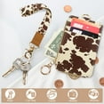 thumbnail image 6 of QRZIQRZ 2in1 ID Card Holder Wallet Badge Holder With Long Lanyard, Short Wristband, Key Ring, Cell Phone Lanyard, Cow Pattern PU Leather Card Case With Zipper, Portable Keychain Coin Purse For Women, 6 of 7