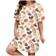 thumbnail image 2 of Jinhomg Womens Sleep Dresses Plus Size Comfy Short Sleeve Crew Neck Nightgown Casual Heart Print Midi Dresses Ladies Cute Holiday Gifts Lightening Deals Multicolor XXL, 2 of 5